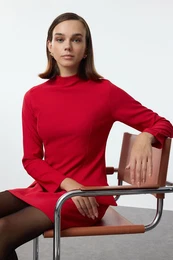 Red A-Line Pocket Detailed Mini Woven Dress