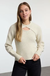 Stone Soft Texture Double Suit Bolero Knitwear Sweater