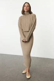 Mink Midi Knitted Sweater-Dress Set