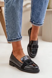 Lacquered Women's Moccasins With Decoration Black 58389