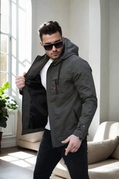 86622 Hooded Mens Seasonal Jacket-KHAKI