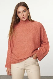 Dusty Rose Soft Texture Wide Pattern Knitwear Sweater