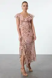 Powder Floral A-line Maxi Woven Dress