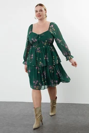 Curve Emerald Green Chiffon Woven Plus Size Dress
