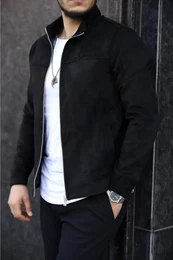 24285 Suede Mens Jacket-BLACK