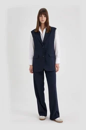 Wide Leg Wide Leg Pocket Darted Plain Basic Classic Trousers