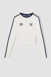 Coool Fitted Printed Ribbed Long Sleeve T-Shirt