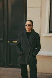 Anthracite Cashmere Fitted Blazer Jacket