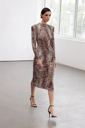 Limited Edition Multicolored Leopard Print Chic Evening Dress