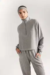 Fit Zippered Stand Collar Sportsman Sweatshirt