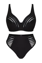 Curve Black Striped Underwire Cupless Plus Size Lingerie Sets