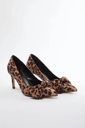 Leopard Bow Brown Women's Classic Stiletto Thin Heel Shoes