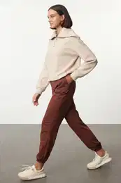 Brown Loose Jogger Thin Knitted Sweatpants