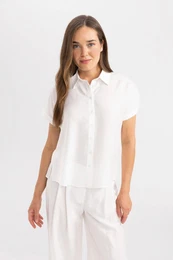 Regular Fit Short Sleeve White Shirt