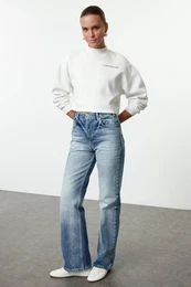 Blue More Sustainable High Waist Wide Leg Jeans
