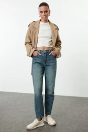 Blue High Waist Comfort Mom Jeans