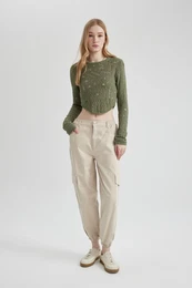 Cool Gabardine Jogger Pants Basic Plain Normal Waist Cargo Pocket
