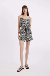 Tropical Patterned Strap Jumpsuit