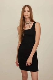 Coool Bodycon Body-hugging Basic Plain Ribbed Camisole Sleeveless Mini Dress