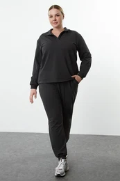 Curve Anthracite Thin Knitted Tracksuit Set