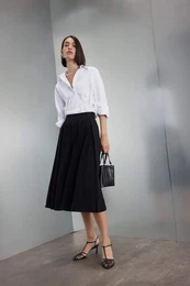 DFC - Pleated High Waist Maxi Skirt
