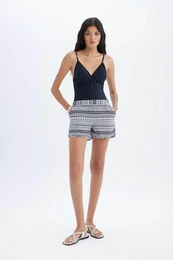 Fall In Love Regular Fit Ethnic Patterned Swim Shorts
