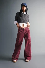 Cool Wide Leg Wide Leg Cargo Pocket Gabardine Trousers