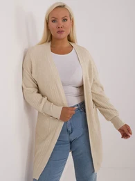 Light beige women's knitted cardigan plus sizes