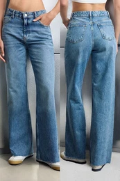 Blue High Waist Wide Leg Jeans