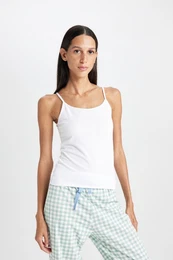 Fall In Love Cotton Thin Strap White Undershirt