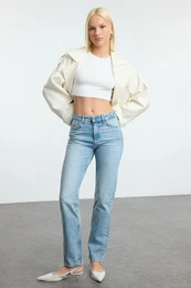 Light Blue Low Waist Comfort Straight Jeans