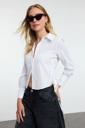 White Tie Detailed Woven Shirt