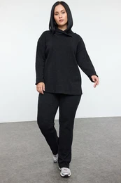 Curve Black Knitted Plus Size Bottom-Top Set