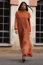 X AI Cinnamon Lace Cape Dress