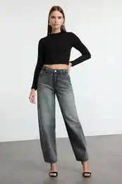 Anthracite More Sustainable High Waist Skater Baggy Jeans