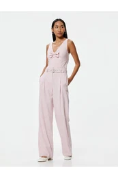 X Tuba nsal - Palazzo Trousers with Belt and Pocket Pleat Detail