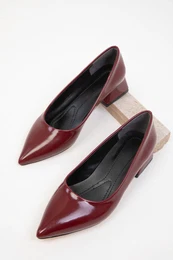 Claret Red Patent Leather Women's Classic Heeled Shoes 18391