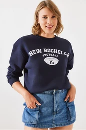 Women's Triple Thread Raised Rochelle Text Printed Sweatshirt MBHS001