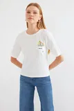 Slim fit Obrezana majica za dame image