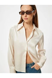 Satin Shirt Long Sleeve Classic Collar