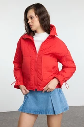 Red Oversize Mould Water Repellent Quilted Puffer Jacket