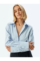 Slim Fit Basic Shirt Long Sleeve Wide Cuff Detail Cotton