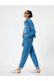 Elastic Waist High Waist Buttoned Mom Jeans