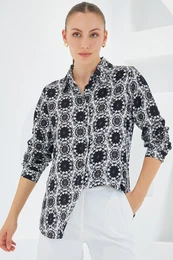 3721 Graphic Patterned Shirt - Dark Black