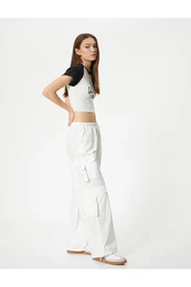 Oversize Parachute Pants Low Waist Wide Leg Cargo Pocket Cotton