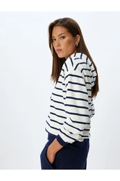 Long Sleeve Striped Hooded Sweatshirt