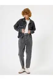 Baggy Jeans High Waist Loose Fit Elastic Waist Straight Leg - Baggy Jeans