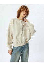 Raised Oversize Zippered Stitch Detailed Sweatshirt