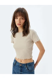 Short Sleeve Crew Neck Cotton Crop T-Shirt