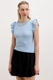 0430 Knitted Blouse - Blue
